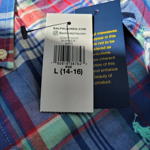 NWT Ralph Lauren Check Shirt Boys 14-16 yrs Size L - Picture 6 of 6